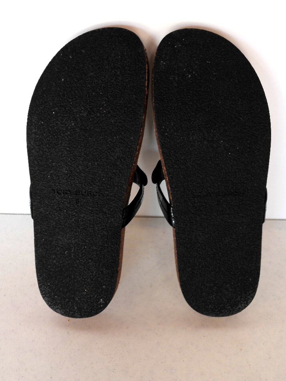Tory Burch Miller Cloud Patent Leather/Cork Sandals Size 8 Black - Picture 9 of 10